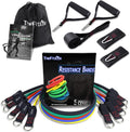 Resistance Bands with Handles - Designed for American Body Types, Exercise Workout Tubes for Men, Women, Includes Large Handles, Ankle Straps, Door Anchor, Fitness Levels